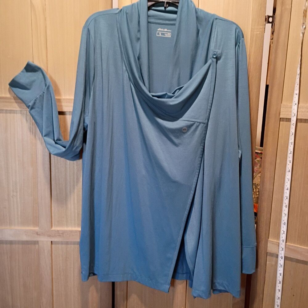 Eddie Bauer 2XL cardigan wrap blue NWOT